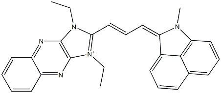 1,3-Diethyl-2-[3-[(1,2-dihydro-1-methylbenz[cd]indol)-2-ylidene]-1-propenyl]-1H-imidazo[4,5-b]quinoxalin-3-ium 结构式