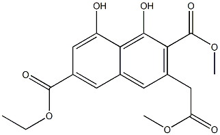 1,8-Dihydroxy-6-(ethoxycarbonyl)-2-(methoxycarbonyl)-3-naphthaleneacetic acid methyl ester 结构式