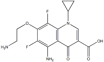 7-(2-Aminoethoxy)-6,8-difluoro-5-amino-1-cyclopropyl-1,4-dihydro-4-oxoquinoline-3-carboxylic acid 结构式
