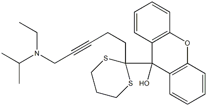 9-[2-[5-(N-Ethyl-N-isopropylamino)-3-pentynyl]-1,3-dithian-2-yl]-9H-xanthen-9-ol 结构式