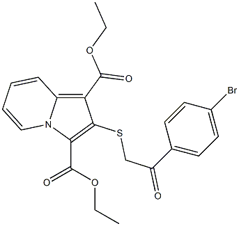 2-[2-(4-Bromophenyl)-2-oxoethylthio]indolizine-1,3-dicarboxylic acid diethyl ester 结构式