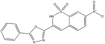 3-(5-Phenyl-1,3,4-oxadiazol-2-yl)-7-nitro-2H-1,2-benzothiazine 1,1-dioxide 结构式