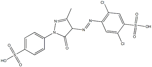 2,5-Dichloro-4-[[[4,5-dihydro-3-methyl-5-oxo-1-(4-sulfophenyl)-1H-pyrazol]-4-yl]azo]benzenesulfonic acid 结构式