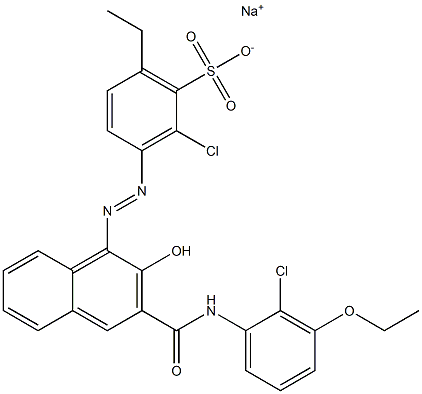 2-Chloro-6-ethyl-3-[[3-[[(2-chloro-3-ethoxyphenyl)amino]carbonyl]-2-hydroxy-1-naphtyl]azo]benzenesulfonic acid sodium salt 结构式