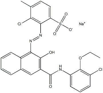 3-Chloro-4-methyl-2-[[3-[[(3-chloro-2-ethoxyphenyl)amino]carbonyl]-2-hydroxy-1-naphtyl]azo]benzenesulfonic acid sodium salt 结构式