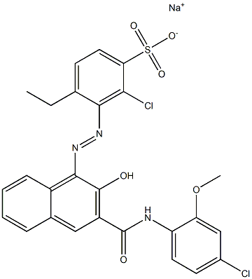 2-Chloro-4-ethyl-3-[[3-[[(4-chloro-2-methoxyphenyl)amino]carbonyl]-2-hydroxy-1-naphtyl]azo]benzenesulfonic acid sodium salt 结构式