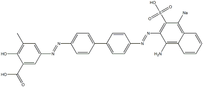 5-[[4'-[(1-Amino-4-sodiosulfo-2-naphtyl)azo]-1,1'-biphenyl-4-yl]azo]-2-hydroxy-3-methylbenzoic acid 结构式