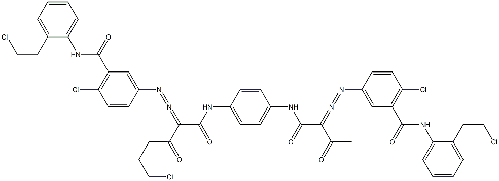 3,3'-[2-(2-Chloroethyl)-1,4-phenylenebis[iminocarbonyl(acetylmethylene)azo]]bis[N-[2-(2-chloroethyl)phenyl]-6-chlorobenzamide] 结构式