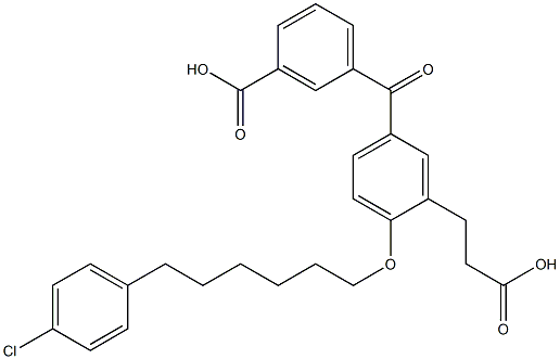 5-(3-Carboxybenzoyl)-2-[6-(4-chlorophenyl)hexyloxy]benzenepropanoic acid 结构式