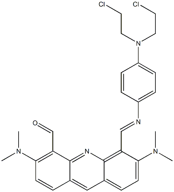 5-[[[4-[Bis(2-chloroethyl)amino]phenyl]imino]methyl]-3,6-bis(dimethylamino)-4-acridinecarbaldehyde 结构式