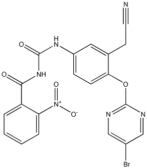 1-(2-Nitrobenzoyl)-3-[4-[(5-bromo-2-pyrimidinyl)oxy]-3-cyanomethylphenyl]urea 结构式