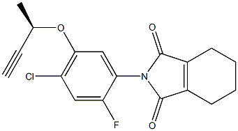 2-[2-Fluoro-4-chloro-5-[(R)-1-methyl-2-propynyloxy]phenyl]-4,5,6,7-tetrahydro-2H-isoindole-1,3-dione 结构式