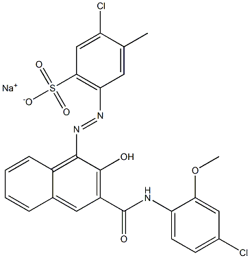 3-Chloro-4-methyl-6-[[3-[[(4-chloro-2-methoxyphenyl)amino]carbonyl]-2-hydroxy-1-naphtyl]azo]benzenesulfonic acid sodium salt 结构式