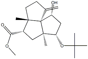 [3aS,4S,5aS,6S,8R,8aR,(+)]-Decahydro-6-(tert-butyloxy)-3a,5a-dimethyl-8-hydroxy-1-methylenecyclopenta[c]pentalene-4-carboxylic acid methyl ester 结构式