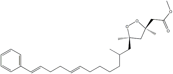 (3R,5R,12E,16E)-3,5,7-Trimethyl-17-phenyl-3,5-epidioxy-12,16-heptadecadienoic acid methyl ester 结构式