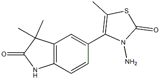 1,3-Dihydro-5-[(3-amino-2,3-dihydro-5-methyl-2-oxothiazol)-4-yl]-3,3-dimethyl-2H-indol-2-one 结构式