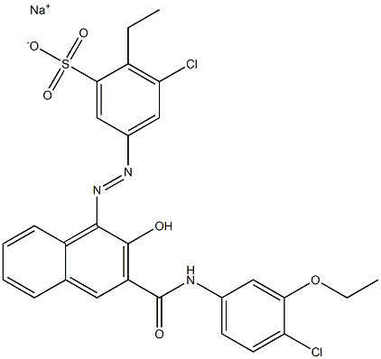 3-Chloro-2-ethyl-5-[[3-[[(4-chloro-3-ethoxyphenyl)amino]carbonyl]-2-hydroxy-1-naphtyl]azo]benzenesulfonic acid sodium salt 结构式