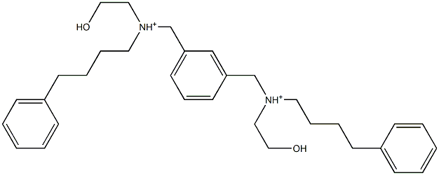 1,3-Phenylenebis[N-(2-hydroxyethyl)-N-(4-phenylbutyl)methanaminium] 结构式