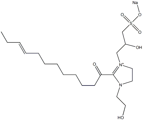 1-(2-Hydroxyethyl)-3-[2-hydroxy-3-(sodiooxysulfonyl)propyl]-2-(9-dodecenoyl)-2-imidazoline-3-ium 结构式