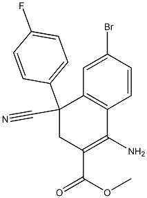 1-Amino-4-cyano-3,4-dihydro-6-bromo-4-(4-fluorophenyl)naphthalene-2-carboxylic acid methyl ester 结构式