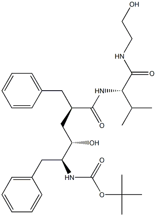 (2S)-2-[[(2R,4S,5S)-5-(tert-Butoxycarbonylamino)-2-benzyl-4-hydroxy-6-phenylhexanoyl]amino]-N-(2-hydroxyethyl)-3-methylbutyramide 结构式