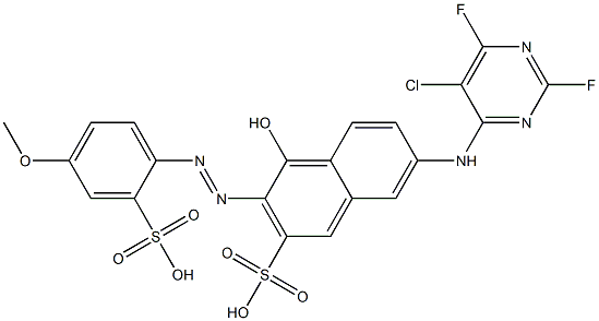 7-[(5-Chloro-2,6-difluoro-4-pyrimidinyl)amino]-4-hydroxy-3-[(4-methoxy-2-sulfophenyl)azo]2-naphthalenesulfonic acid 结构式
