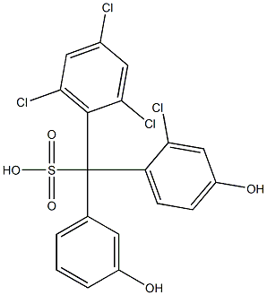 (2-Chloro-4-hydroxyphenyl)(2,4,6-trichlorophenyl)(3-hydroxyphenyl)methanesulfonic acid 结构式