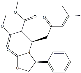 2-[(1R)-3-Oxo-1-[(4S)-2-oxo-4-phenyloxazolidin-3-yl]-5-methyl-4-hexenyl]malonic acid dimethyl ester 结构式