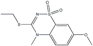 4-Methyl-3-ethylthio-7-methoxy-4H-1,2,4-benzothiadiazine 1,1-dioxide 结构式