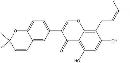 5,7-Dihydroxy-8-(3-methyl-2-butenyl)-3-(2,2-dimethyl-2H-1-benzopyran-6-yl)-4H-1-benzopyran-4-one 结构式