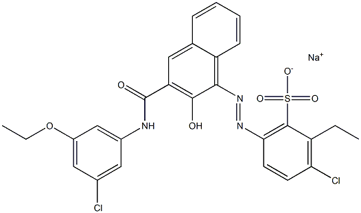 3-Chloro-2-ethyl-6-[[3-[[(3-chloro-5-ethoxyphenyl)amino]carbonyl]-2-hydroxy-1-naphtyl]azo]benzenesulfonic acid sodium salt 结构式