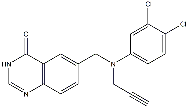 6-[N-(3,4-Dichlorophenyl)-N-(2-propynyl)aminomethyl]quinazolin-4(3H)-one 结构式