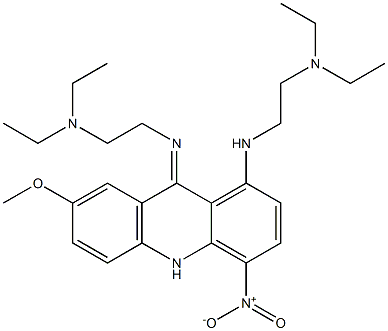 9,10-Dihydro-4-nitro-7-methoxy-9-[[2-(diethylamino)ethyl]imino]-N-[2-(diethylamino)ethyl]acridin-1-amine 结构式