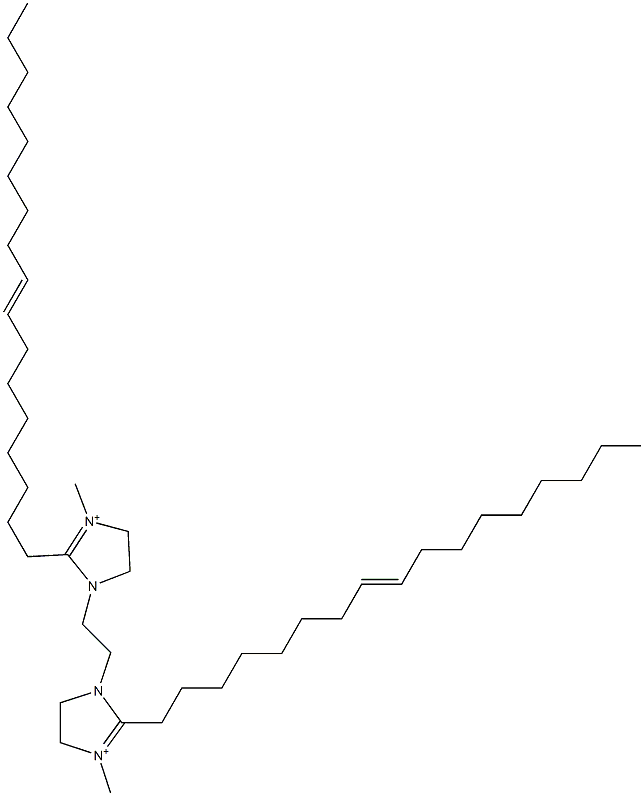 1,1'-(1,2-Ethanediyl)bis[2-(8-heptadecenyl)-4,5-dihydro-3-methyl-1H-imidazol-3-ium] 结构式