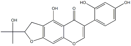 2,3-Dihydro-2-(1-hydroxy-1-methylethyl)-4-hydroxy-6-(2,4-dihydroxyphenyl)-5H-furo[3,2-g][1]benzopyran-5-one 结构式