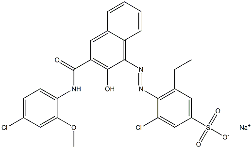 3-Chloro-5-ethyl-4-[[3-[[(4-chloro-2-methoxyphenyl)amino]carbonyl]-2-hydroxy-1-naphtyl]azo]benzenesulfonic acid sodium salt 结构式