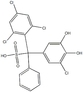 (5-Chloro-3,4-dihydroxyphenyl)(2,4,6-trichlorophenyl)phenylmethanesulfonic acid 结构式