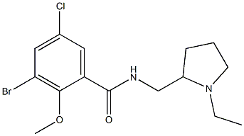 N-[(1-Ethyl-2-pyrrolidinyl)methyl]-2-methoxy-3-bromo-5-chlorobenzamide 结构式