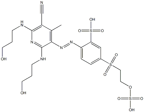 2-[[5-Cyano-2,6-bis[(3-hydroxypropyl)amino]-4-methyl-3-pyridinyl]azo]-5-[[2-(sulfooxy)ethyl]sulfonyl]benzenesulfonic acid 结构式