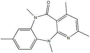 6,11-Dihydro-2,4,6,8,11-pentamethyl-5H-pyrido[2,3-b][1,5]benzodiazepin-5-one 结构式