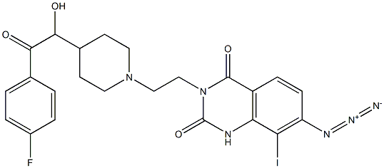 7-Azido-3-[2-[4-[(4-fluorophenylcarbonyl)hydroxymethyl]piperidin-1-yl]ethyl]-8-iodo-2,4(1H,3H)-quinazolinedione 结构式