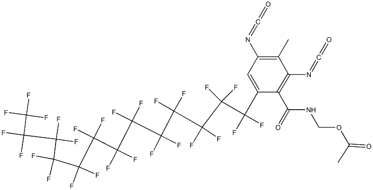 N-(Acetyloxymethyl)-2-(heptacosafluorotridecyl)-4,6-diisocyanato-5-methylbenzamide 结构式