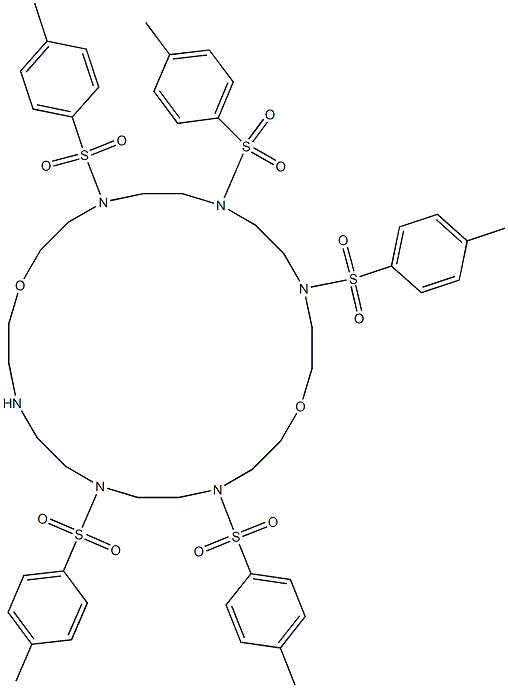 4,7,10,16,19-Pentakis[(4-methylphenyl)sulfonyl]-1,13-dioxa-4,7,10,16,19,22-hexaazacyclotetracosane 结构式