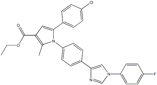 2-Methyl-5-(4-chlorophenyl)-1-[4-[1-[4-fluorophenyl]-1H-imidazol-4-yl]phenyl]-1H-pyrrole-3-carboxylic acid ethyl ester 结构式