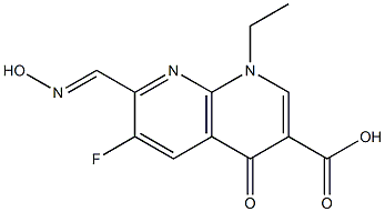 1-Ethyl-1,4-dihydro-6-fluoro-7-(hydroxyiminomethyl)-4-oxo-1,8-naphthyridine-3-carboxylic acid 结构式