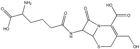 7-(5-Amino-5-carboxyvalerylamino)-3-hydroxymethyl-8-oxo-5-thia-1-azabicyclo[4.2.0]oct-2-ene-2-carboxylic acid 结构式