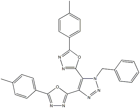 1-Benzyl-4,5-bis[5-(4-methylphenyl)-1,3,4-oxadiazol-2-yl]-1H-1,2,3-triazole 结构式