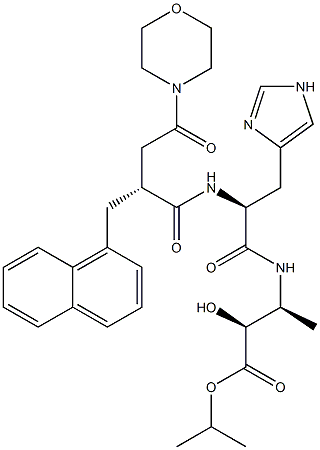 (2S,3S)-3-[N-[(2R)-3-(Morpholinocarbonyl)-2-[(naphthalen-1-yl)methyl]propionyl]-L-histidyl]amino-2-hydroxybutanoic acid isopropyl ester 结构式