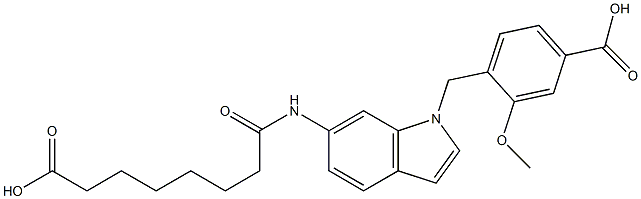4-[6-(7-Carboxyheptanoylamino)-1H-indol-1-ylmethyl]-3-methoxybenzoic acid 结构式