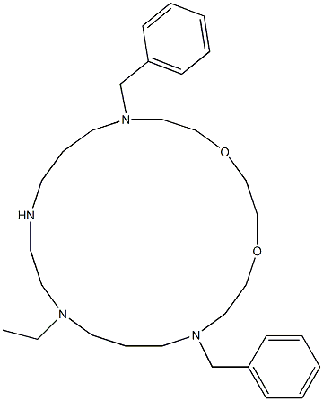 4,15-Dibenzyl-8-ethyl-1,18-dioxa-4,8,11,15-tetraazacycloicosane 结构式